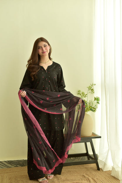 BLACK SWEET 3PC EMBROIDERY ( FARSHI SHALWAR )