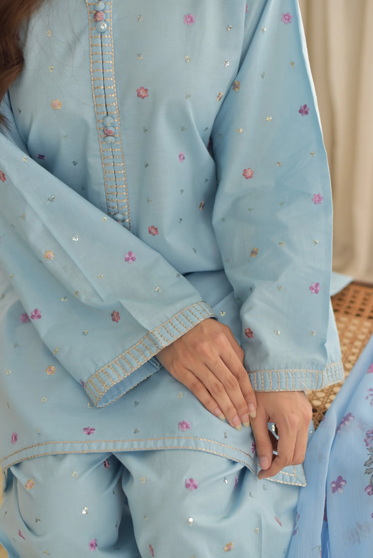SWEET 3PC EMBROIDERY ( FARSHI SHALWAR )