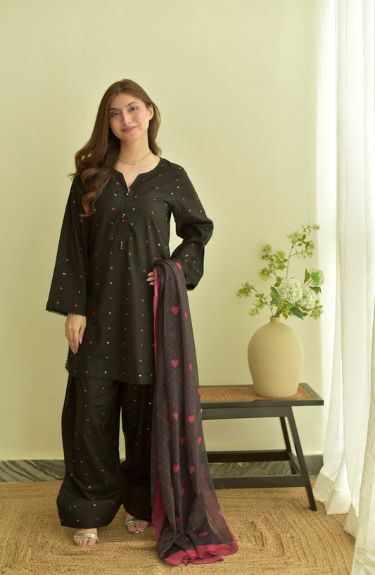BLACK SWEET 3PC EMBROIDERY ( FARSHI SHALWAR )