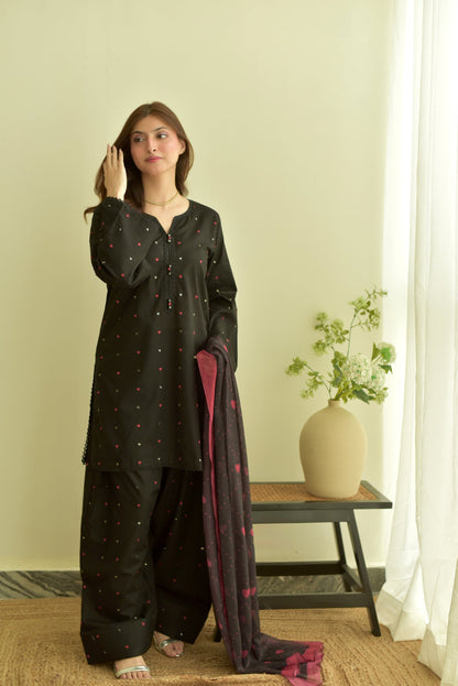 BLACK SWEET 3PC EMBROIDERY ( FARSHI SHALWAR )