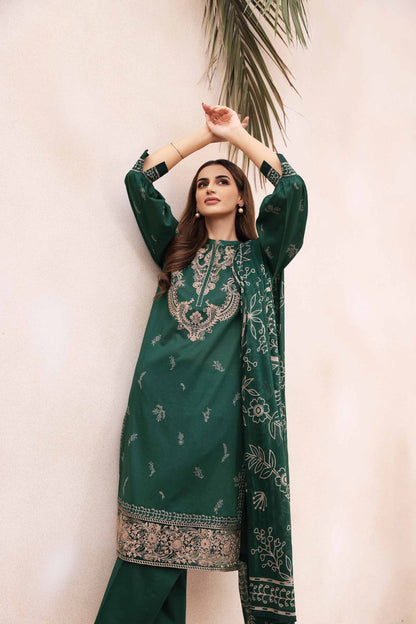 GREEN  EMB 3PCS