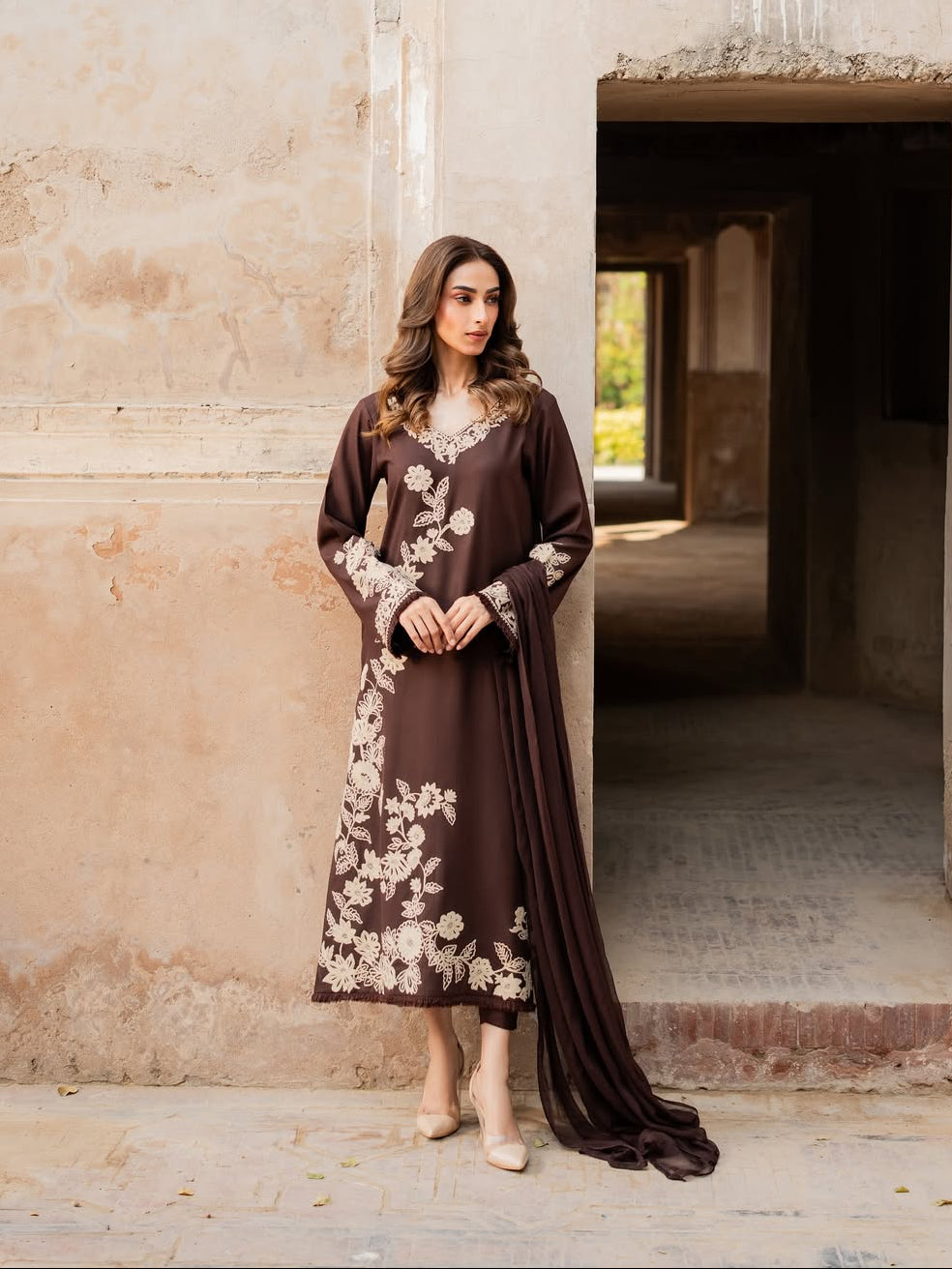 Mahnoor- 3pc Embroidred Suit - Premium Fabric