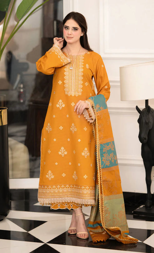 GOLDEN EMB STICHED 3PC