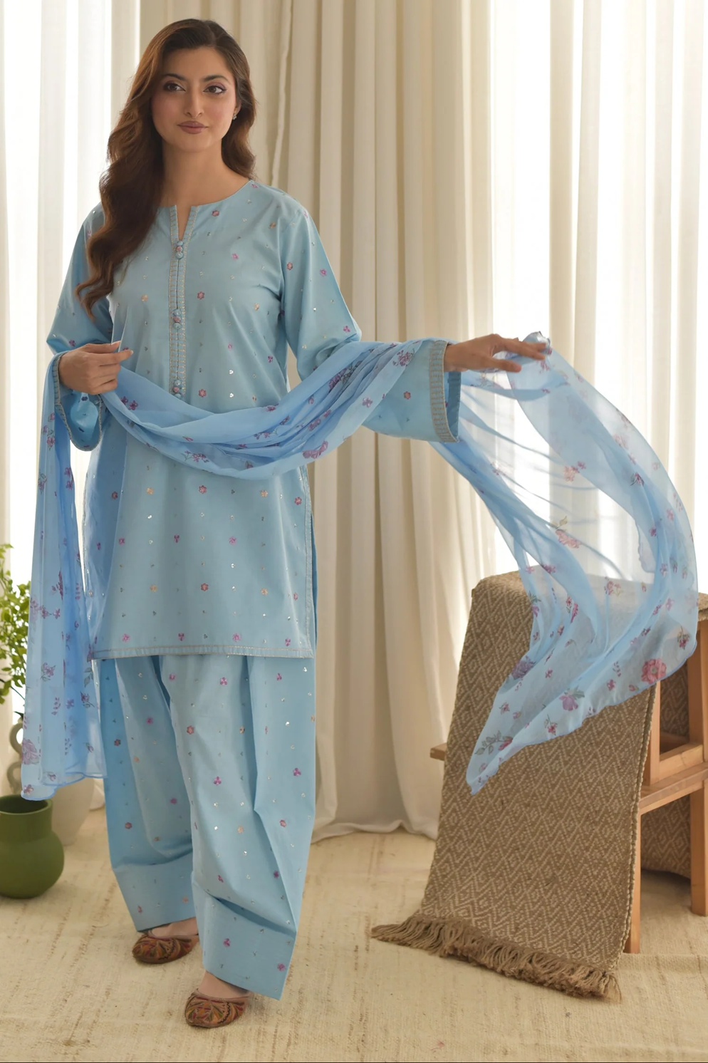 SWEET 3PC EMBROIDERY ( FARSHI SHALWAR )