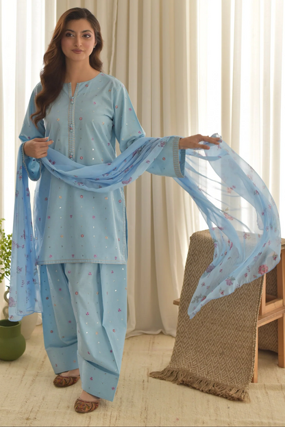 SWEET 3PC EMBROIDERY ( FARSHI SHALWAR )