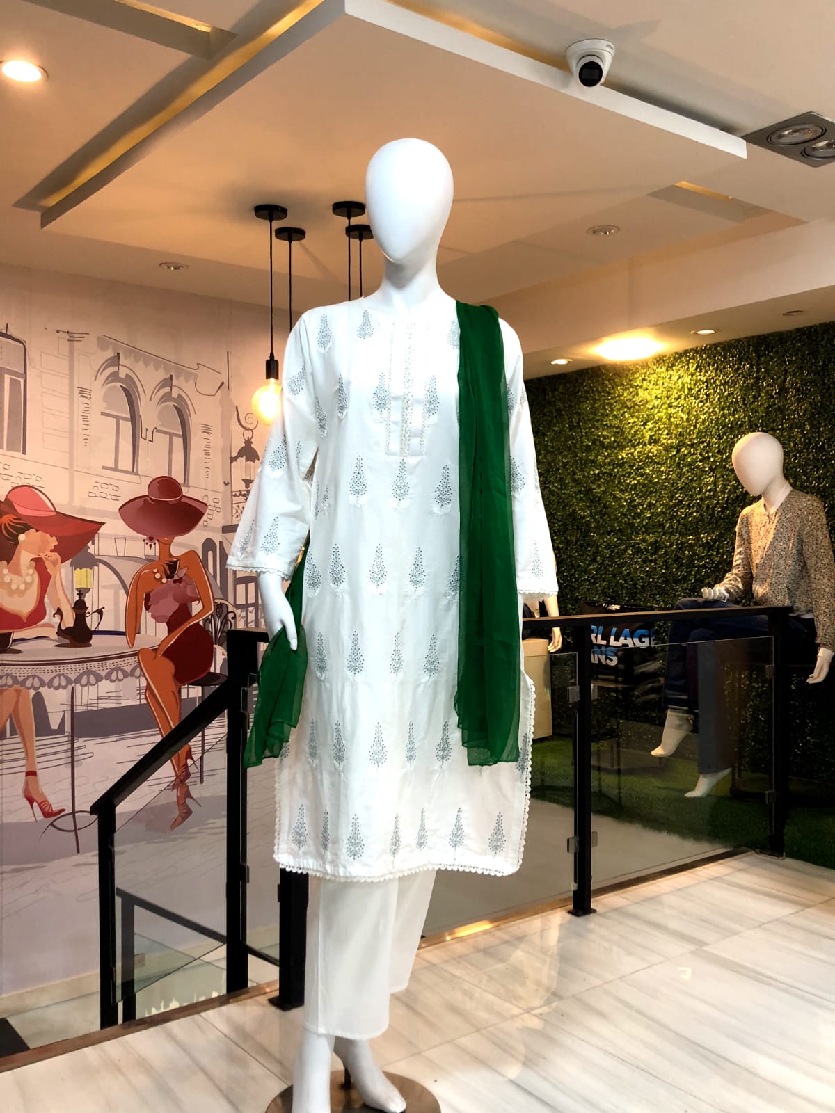 Green Embroidered 3Pc