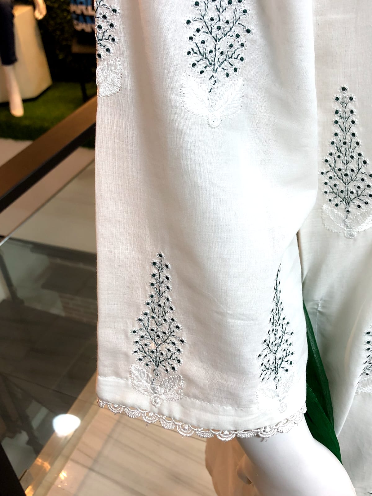 Green Embroidered 3Pc