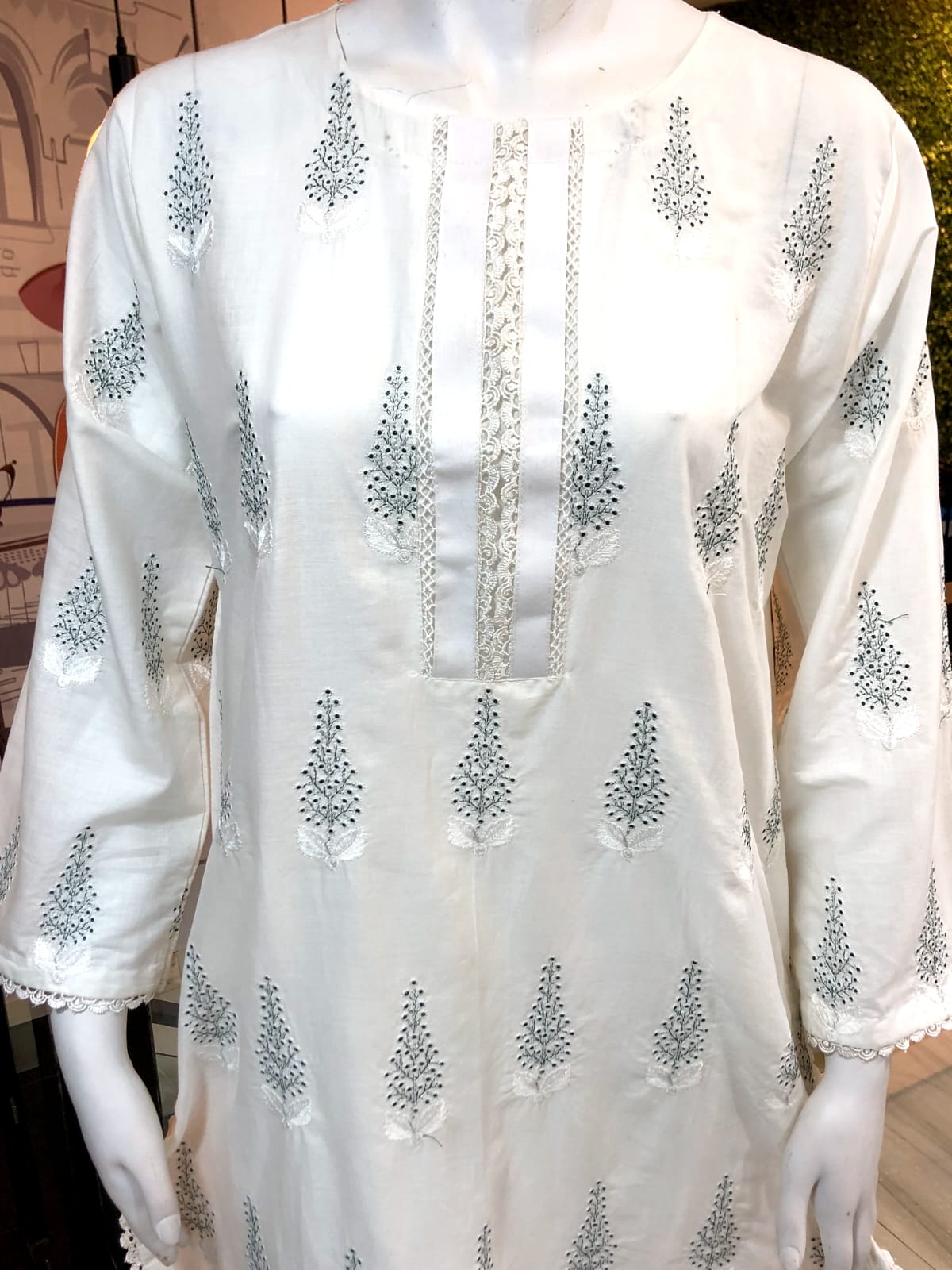 Green Embroidered 3Pc