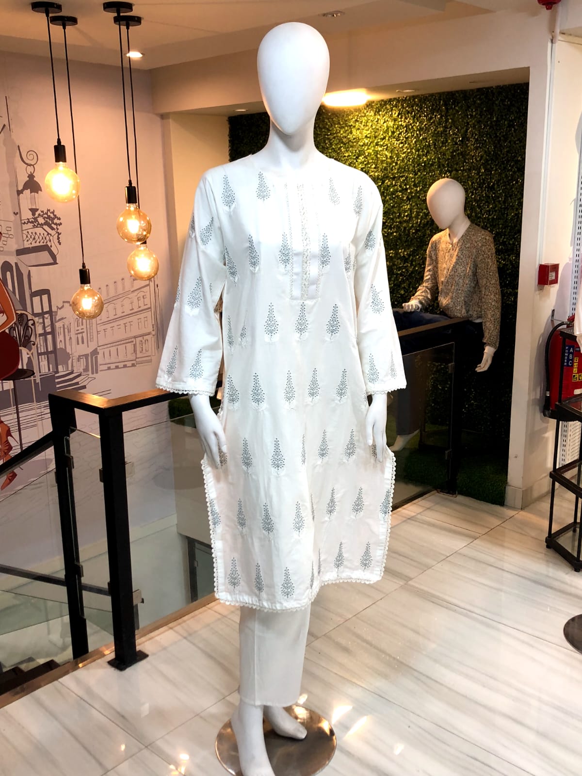 Green Embroidered 3Pc