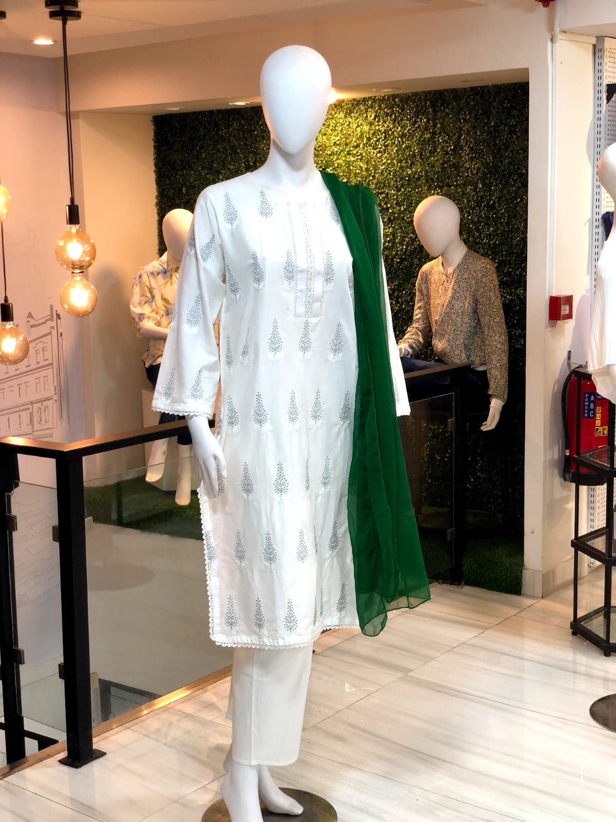 Green Embroidered 3Pc