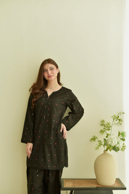 BLACK SWEET 3PC EMBROIDERY ( FARSHI SHALWAR )